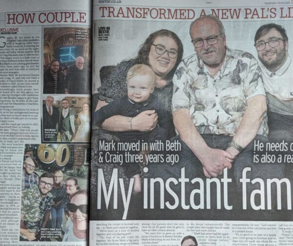 Shared Lives carers double page spread in The Daily Mirror